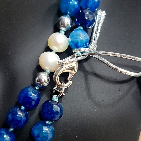 Genuine Azurite and Freshwater Pearl - Picture 2 of 4